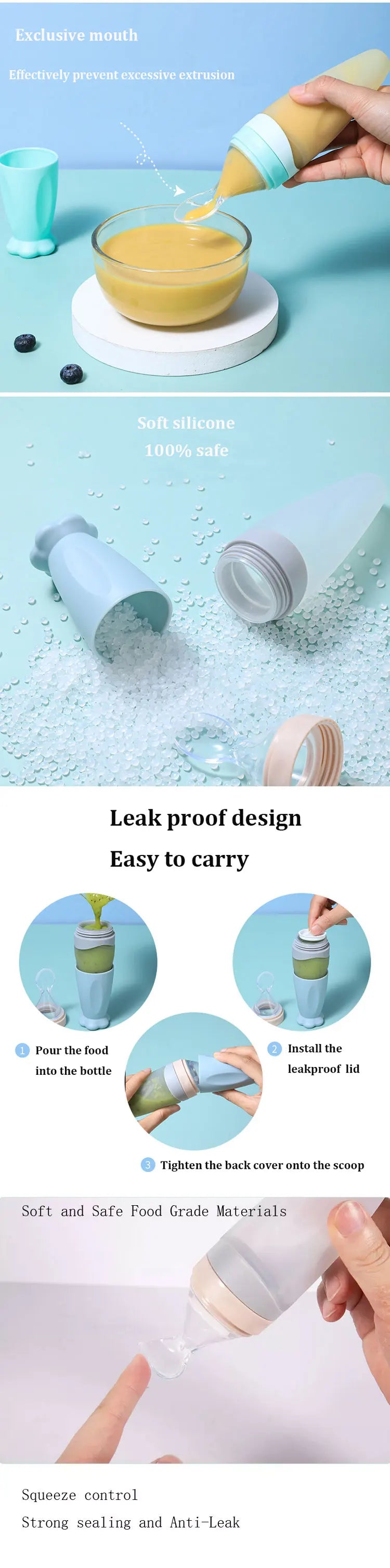 Squeezing Feeding Baby Bottle